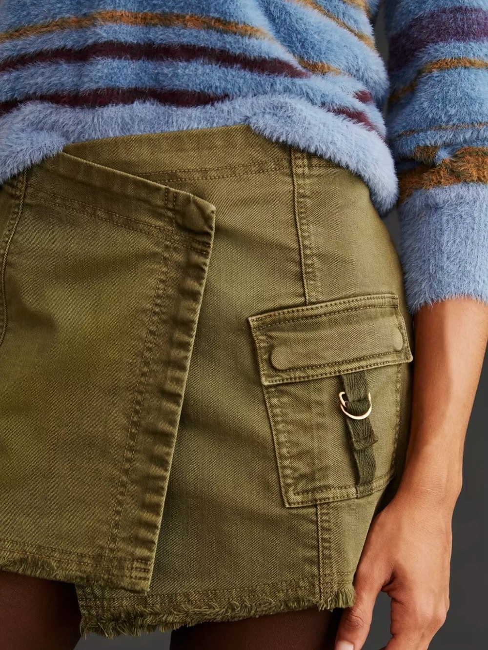Pilcro Olive Utility Mini Skirt S